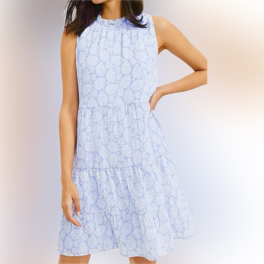 LOFT Light Blue Floral Midi Dress